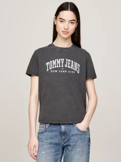 T-Shirty*Tommy Hilfiger T-shirt Z Okrągłym Dekoltem I Logo BLACK