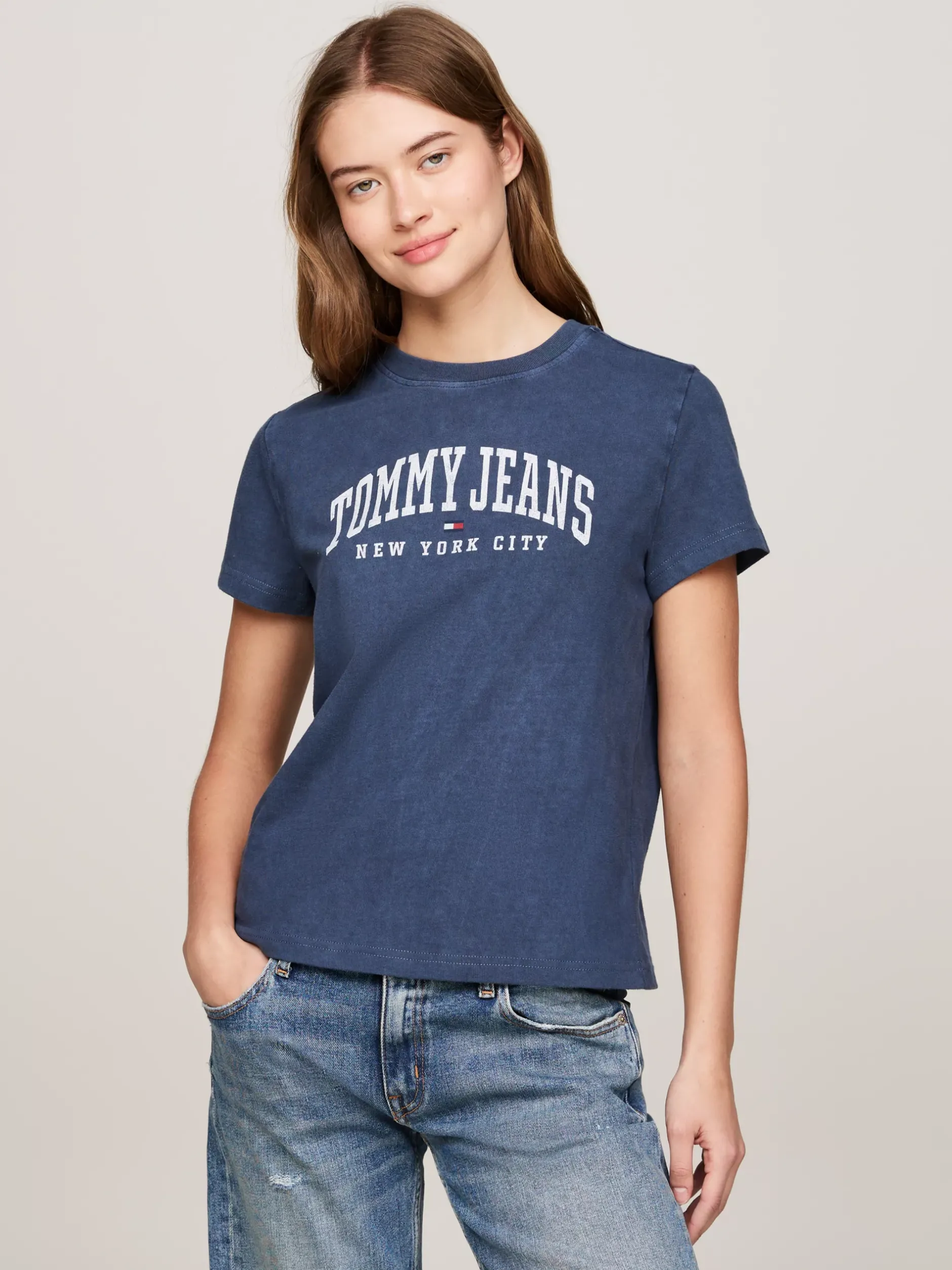 T-Shirty*Tommy Hilfiger T-shirt Z Okrągłym Dekoltem I Logo DARK NIGHT NAVY