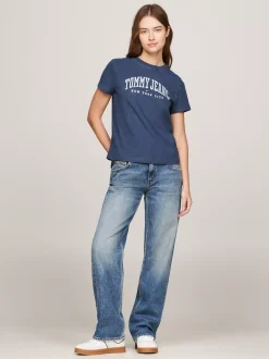 T-Shirty*Tommy Hilfiger T-shirt Z Okrągłym Dekoltem I Logo DARK NIGHT NAVY