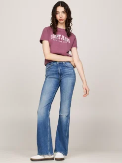 T-Shirty*Tommy Hilfiger T-shirt Z Okrągłym Dekoltem I Logo DEEP ROUGE