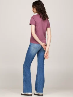 T-Shirty*Tommy Hilfiger T-shirt Z Okrągłym Dekoltem I Logo DEEP ROUGE