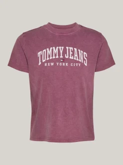 T-Shirty*Tommy Hilfiger T-shirt Z Okrągłym Dekoltem I Logo DEEP ROUGE