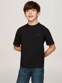 T-Shirty I Koszulki Polo*Tommy Hilfiger T-shirt Z Okrągłym Dekoltem I Haftem Z Flagą BLACK