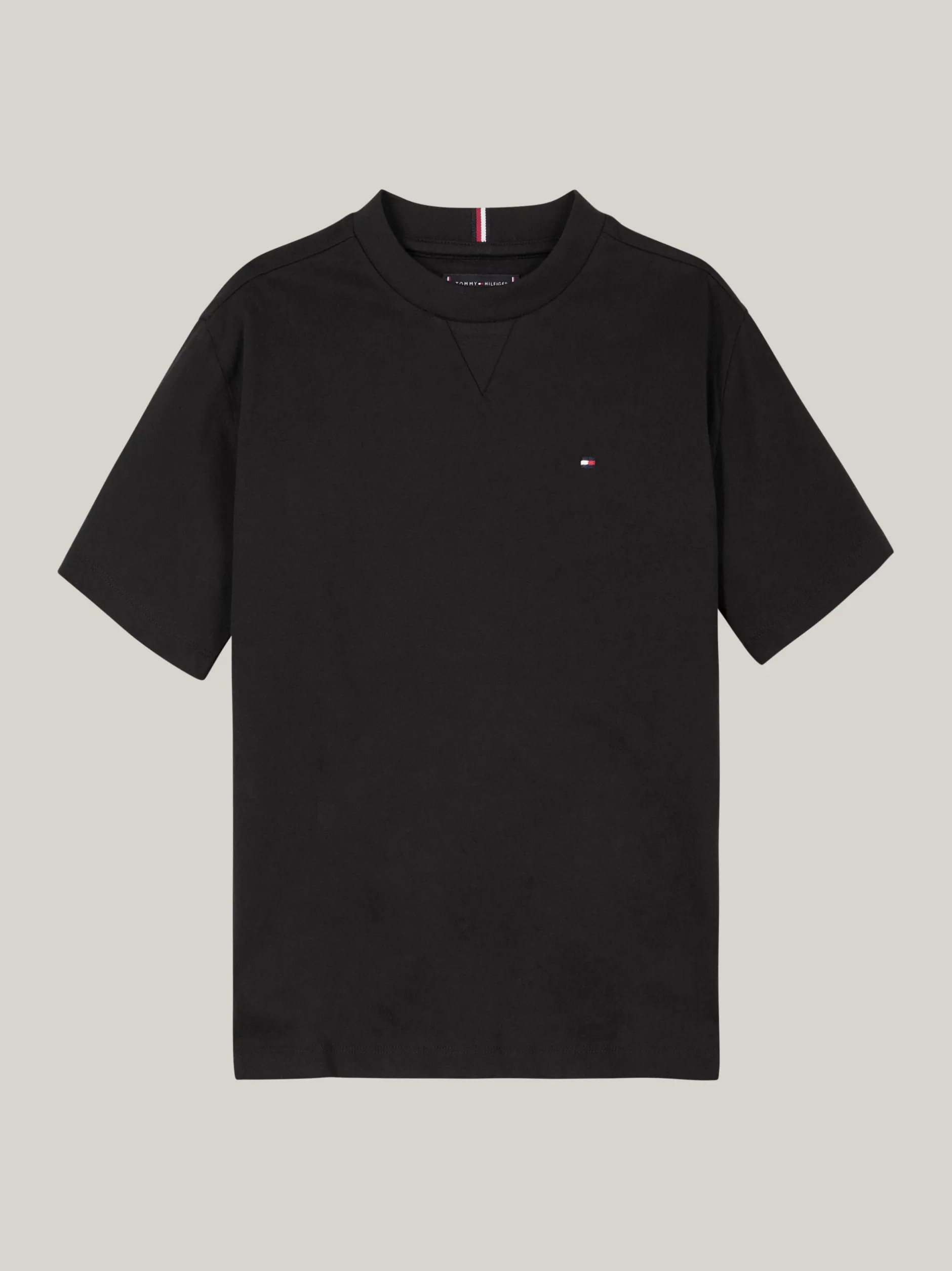 T-Shirty I Koszulki Polo*Tommy Hilfiger T-shirt Z Okrągłym Dekoltem I Haftem Z Flagą BLACK