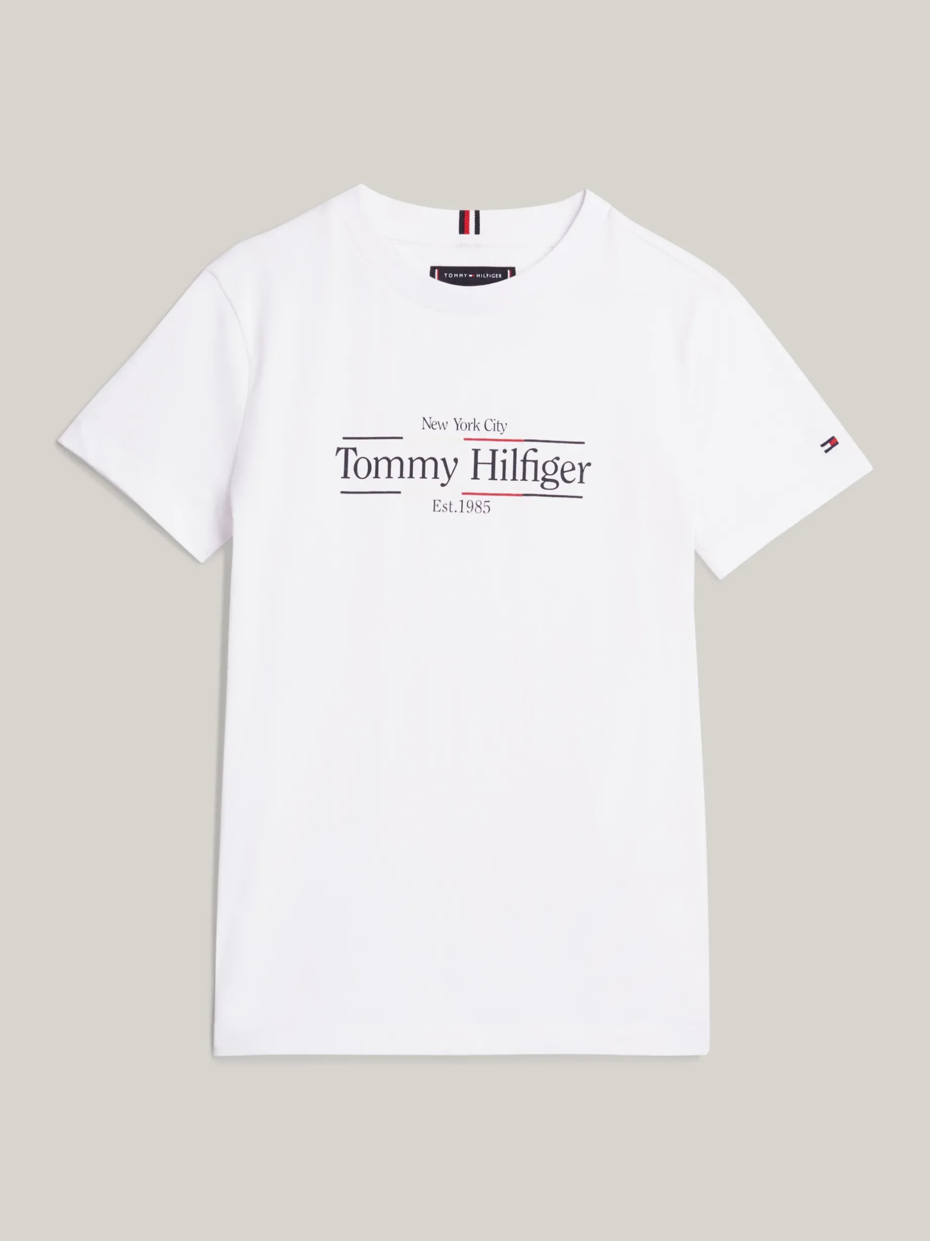 T-Shirty I Koszulki Polo*Tommy Hilfiger T-shirt Z Okrągłym Dekoltem I Nadrukiem Z Logo WHITE