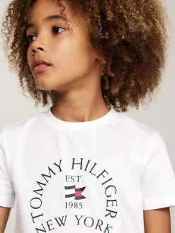 T-Shirty I Koszulki Polo*Tommy Hilfiger T-shirt Z Okrągłym Dekoltem I Logo WHITE