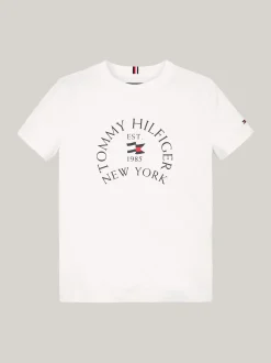 T-Shirty I Koszulki Polo*Tommy Hilfiger T-shirt Z Okrągłym Dekoltem I Logo WHITE