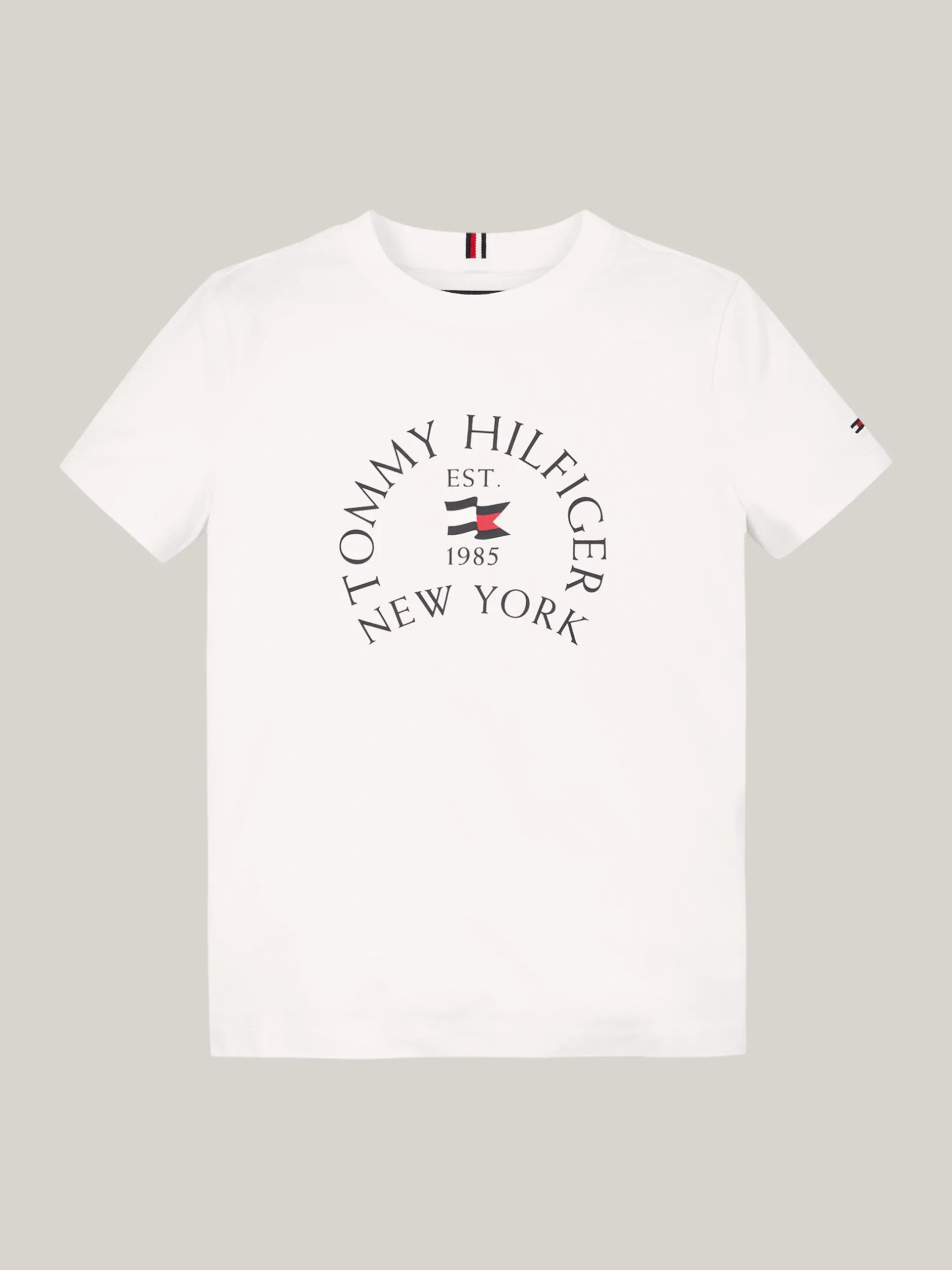 T-Shirty I Koszulki Polo*Tommy Hilfiger T-shirt Z Okrągłym Dekoltem I Logo WHITE
