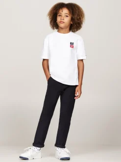 T-Shirty I Koszulki Polo*Tommy Hilfiger T-shirt Z Okrągłym Dekoltem I Logo Na Plecach WHITE