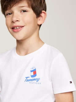 T-Shirty I Koszulki Polo*Tommy Hilfiger T-shirt Z Okrągłym Dekoltem I Grafiką WHITE