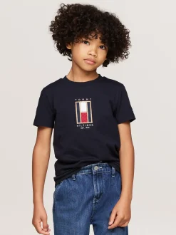 T-Shirty I Koszulki Polo*Tommy Hilfiger T-shirt Z Okrągłym Dekoltem I Logo Z Flagą DESERT SKY