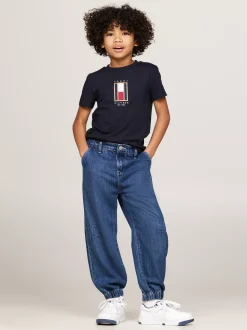 T-Shirty I Koszulki Polo*Tommy Hilfiger T-shirt Z Okrągłym Dekoltem I Logo Z Flagą DESERT SKY