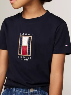 T-Shirty I Koszulki Polo*Tommy Hilfiger T-shirt Z Okrągłym Dekoltem I Logo Z Flagą DESERT SKY