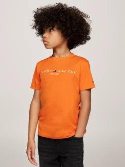 Topy I T-Shirty|T-Shirty I Koszulki Polo*Tommy Hilfiger T-shirt Z Okrągłym Dekoltem Z Logo ORANGE THUNDER