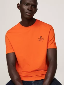 T-Shirty*Tommy Hilfiger T-shirt Z Okrągłym Dekoltem I Logo BONFIRE ORANGE
