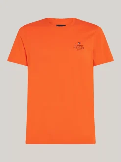 T-Shirty*Tommy Hilfiger T-shirt Z Okrągłym Dekoltem I Logo BONFIRE ORANGE