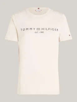 T-Shirty*Tommy Hilfiger T-shirt Z Okrągłym Dekoltem I Logo CLASSIC BEIGE