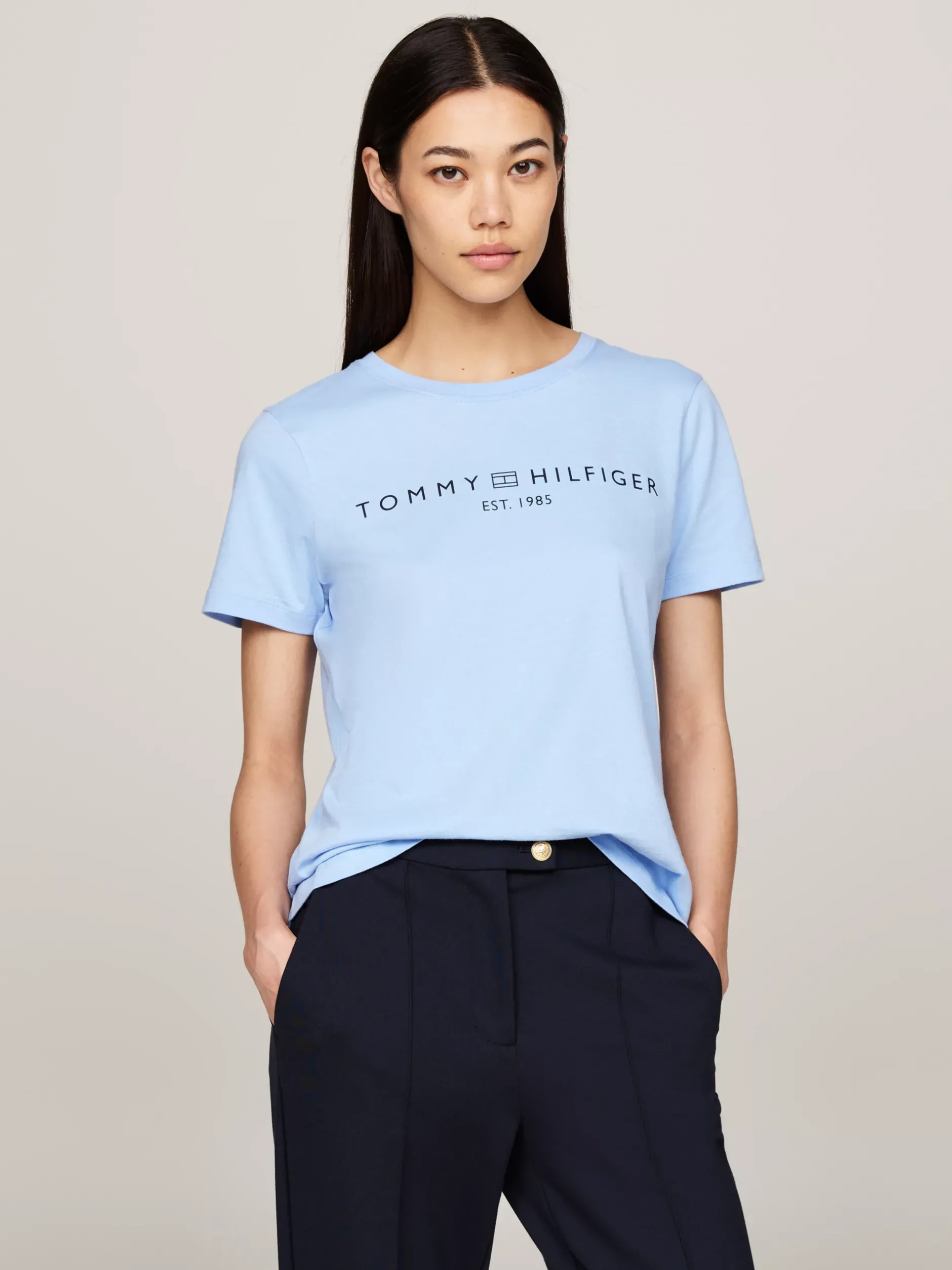 T-Shirty*Tommy Hilfiger T-shirt Z Okrągłym Dekoltem I Logo VESSEL BLUE