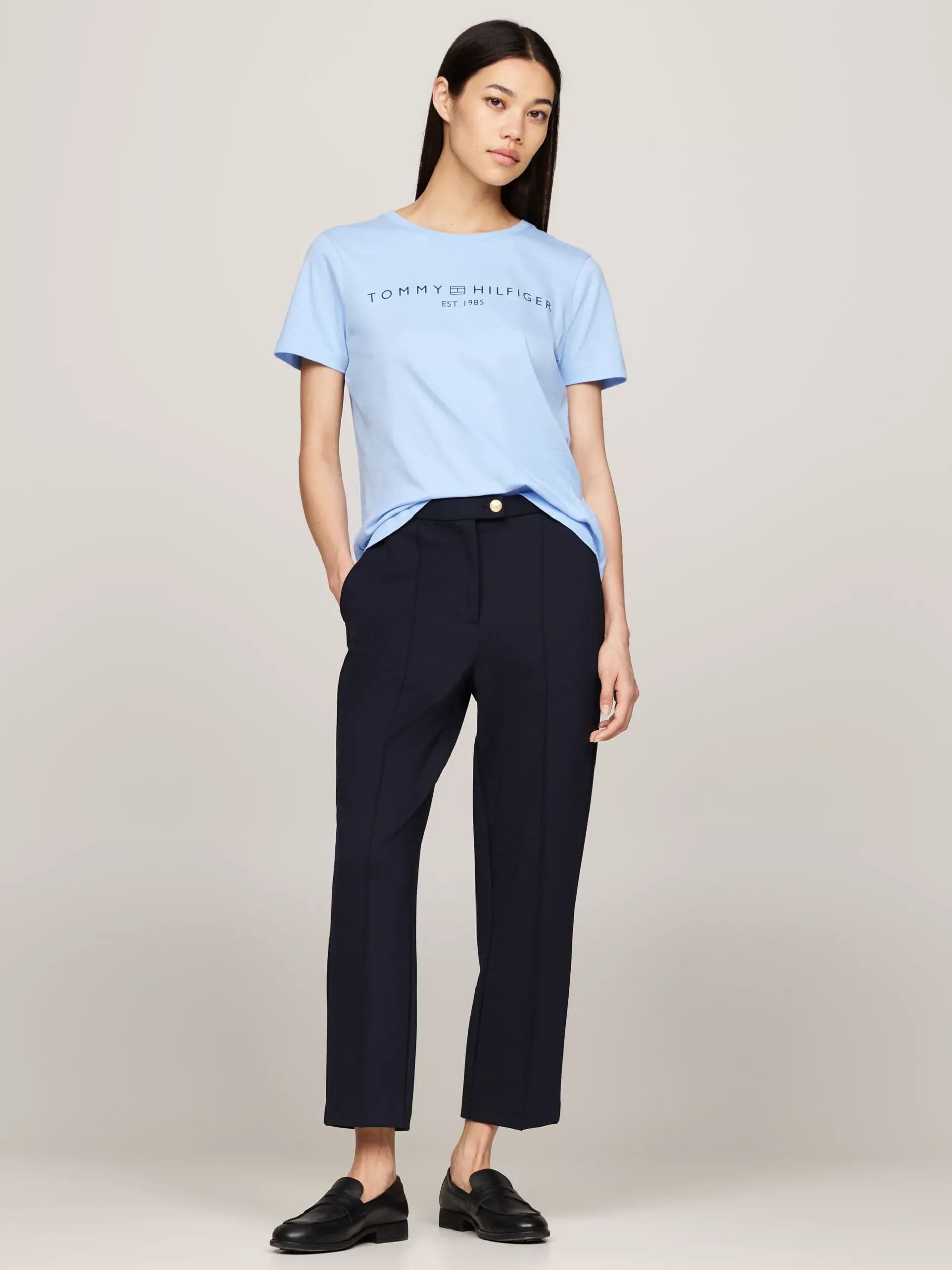 T-Shirty*Tommy Hilfiger T-shirt Z Okrągłym Dekoltem I Logo VESSEL BLUE