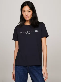 T-Shirty*Tommy Hilfiger T-shirt Z Okrągłym Dekoltem I Logo DESERT SKY
