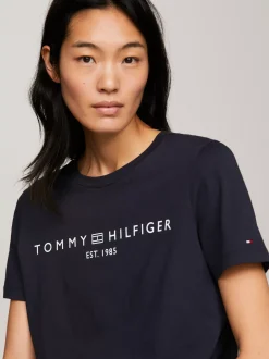 T-Shirty*Tommy Hilfiger T-shirt Z Okrągłym Dekoltem I Logo DESERT SKY
