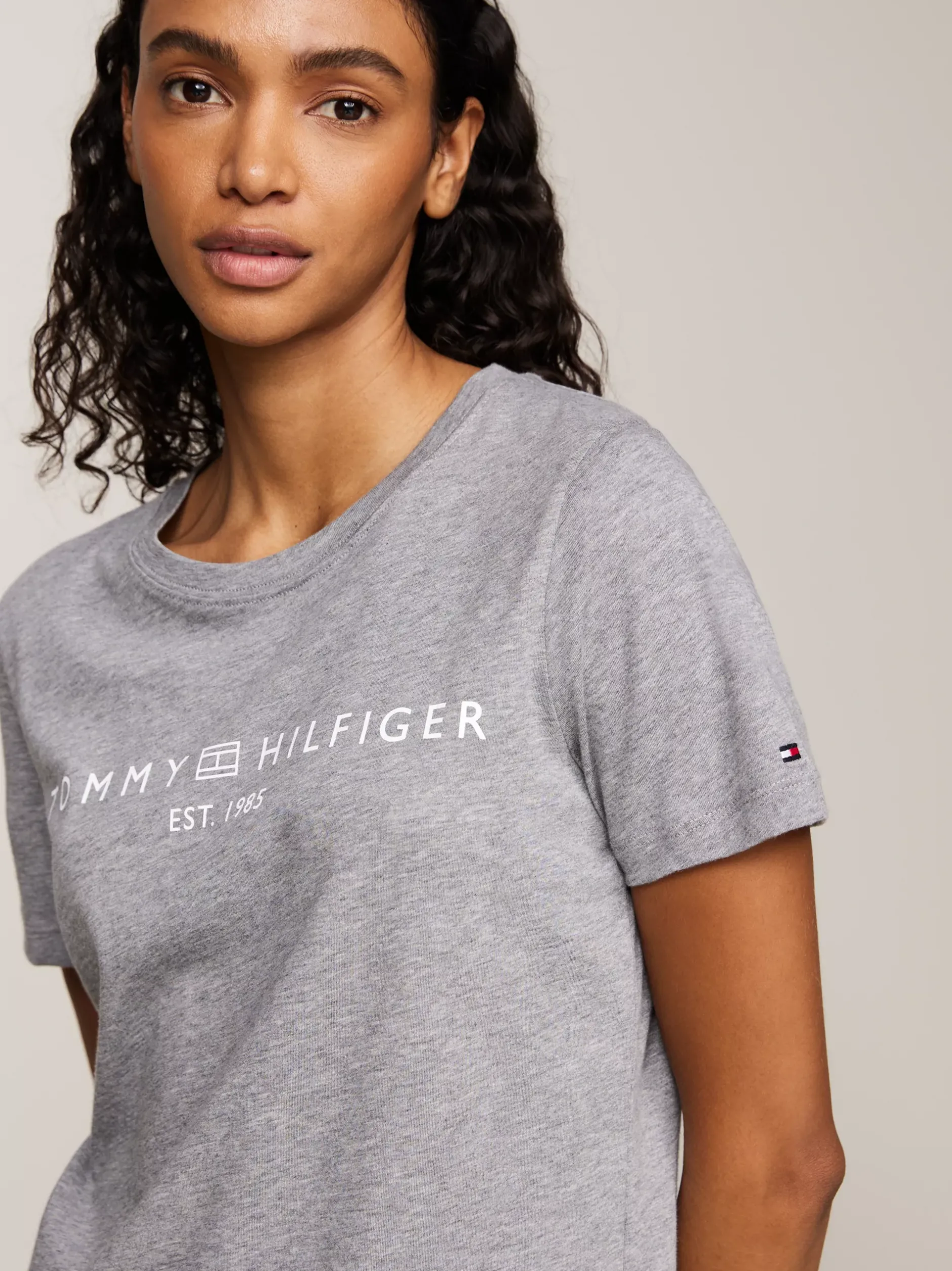 T-Shirty*Tommy Hilfiger T-shirt Z Okrągłym Dekoltem I Logo MEDIUM HEATHER GREY