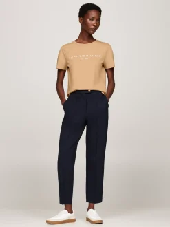 T-Shirty*Tommy Hilfiger T-shirt Z Okrągłym Dekoltem I Logo CLASSIC KHAKI