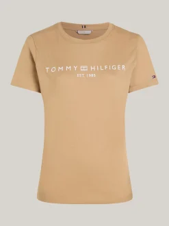 T-Shirty*Tommy Hilfiger T-shirt Z Okrągłym Dekoltem I Logo CLASSIC KHAKI