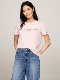 T-Shirty*Tommy Hilfiger T-shirt Z Okrągłym Dekoltem I Logo DELICATE PINK
