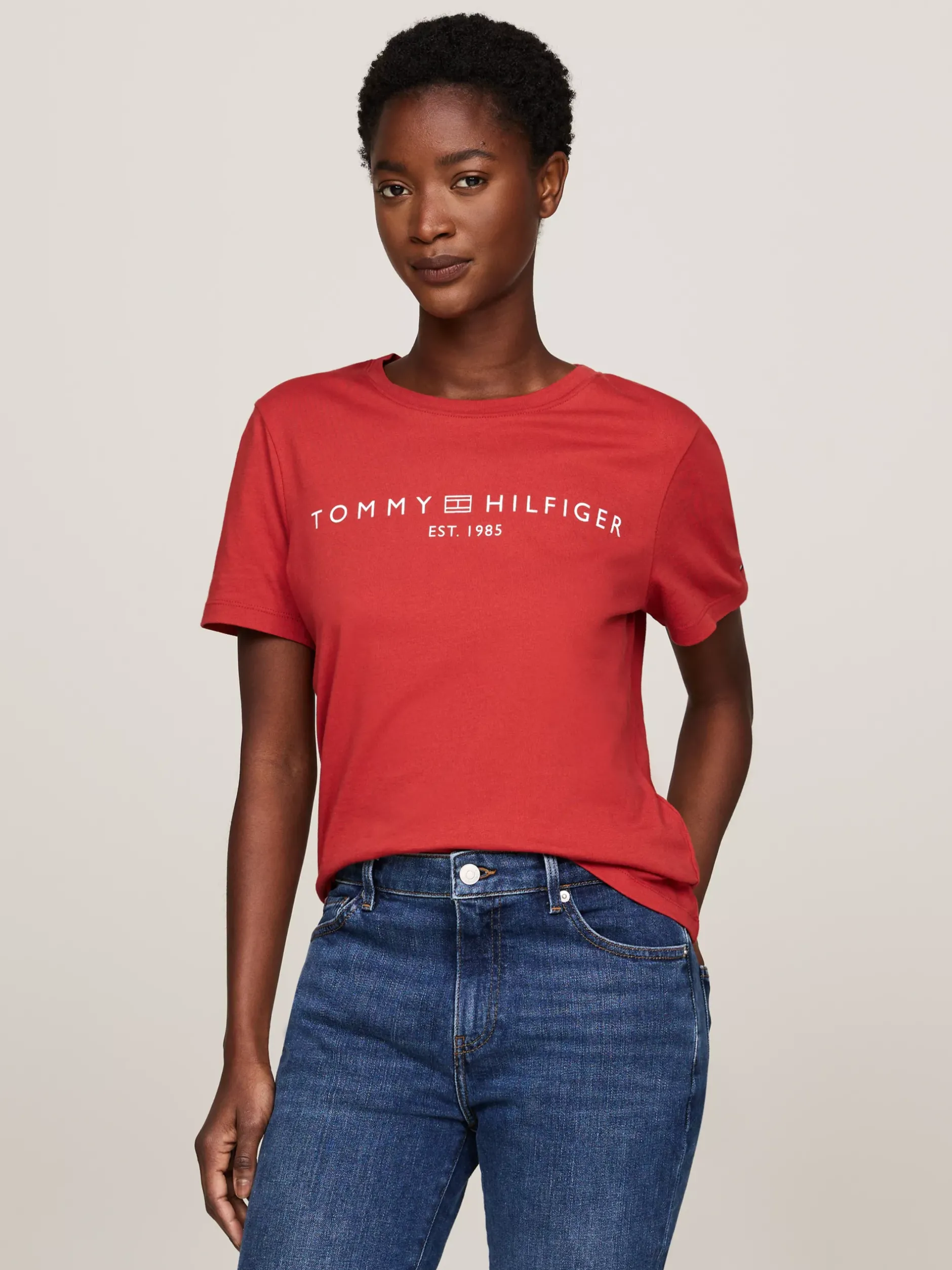 T-Shirty*Tommy Hilfiger T-shirt Z Okrągłym Dekoltem I Logo DARK MAGMA
