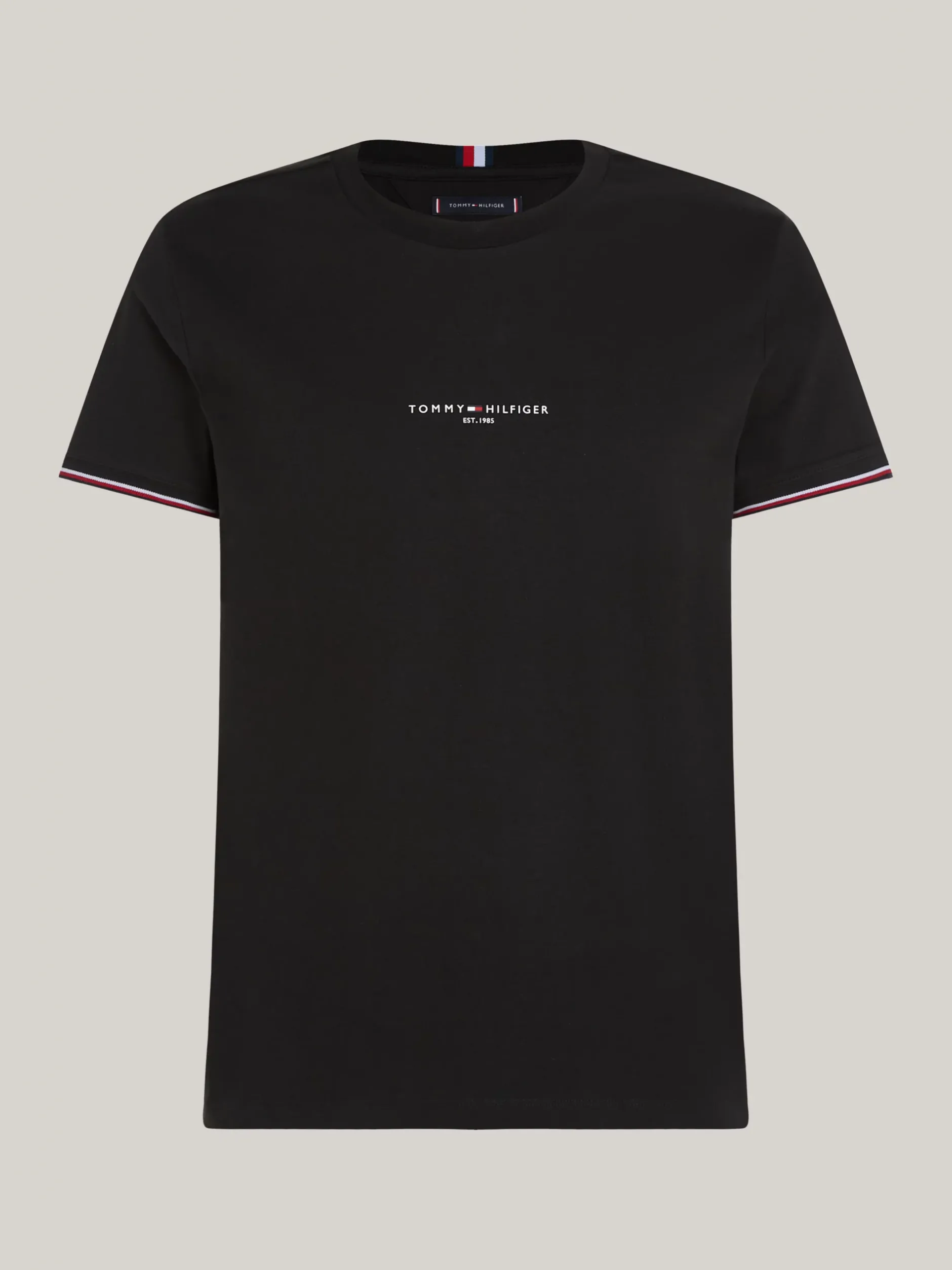 T-Shirty*Tommy Hilfiger T-shirt Z Ozdobnym Wykończeniem Rękawów BLACK