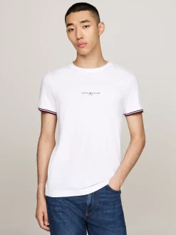 T-Shirty*Tommy Hilfiger T-shirt Z Ozdobnym Wykończeniem Rękawów WHITE