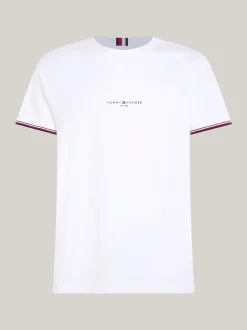 T-Shirty*Tommy Hilfiger T-shirt Z Ozdobnym Wykończeniem Rękawów WHITE