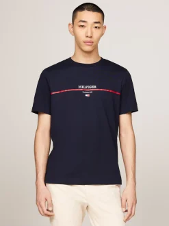 T-Shirty*Tommy Hilfiger T-shirt Z Paskiem I Logo Hilfiger DESERT SKY