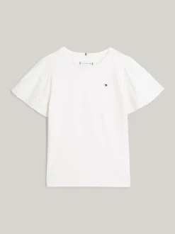 Topy I T-Shirty*Tommy Hilfiger T-shirt Z Rękawami Z Haftem Angielskim ANCIENT WHITE