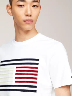 T-Shirty*Tommy Hilfiger T-shirt Z Rypsową Flagą WHITE