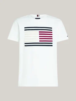 T-Shirty*Tommy Hilfiger T-shirt Z Rypsową Flagą WHITE