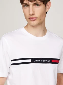 T-Shirty*Tommy Hilfiger T-shirt Z Wstawką Z Logo I Okrągłym Dekoltem WHITE