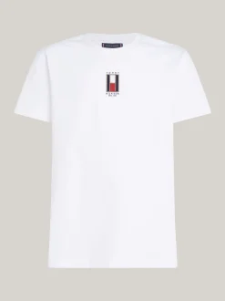 T-Shirty*Tommy Hilfiger T-shirt Z Wyhaftowaną Pionowo Flagą WHITE