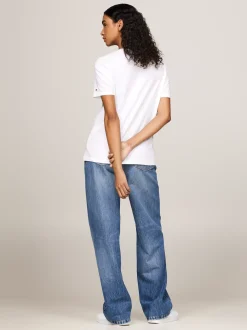 T-Shirty*Tommy Hilfiger T-shirt Z Wyhaftowanym Kaligrafowanym Logo TH OPTIC WHITE