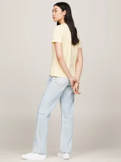 T-Shirty*Tommy Hilfiger T-shirt Z Wyhaftowanym Kaligrafowanym Logo LEMON ZEST