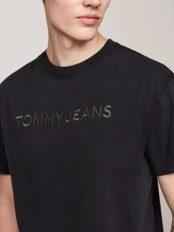 T-Shirty*Tommy Hilfiger T-shirt Z Wyhaftowanym Logo BLACK