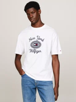 T-Shirty*Tommy Hilfiger T-shirt Z Wyhaftowanym Logo NYC WHITE