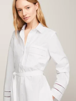 Sukienki*Tommy Hilfiger Tunika Midi Z Haftem Angielskim I Monogramem TH TH OPTIC WHITE