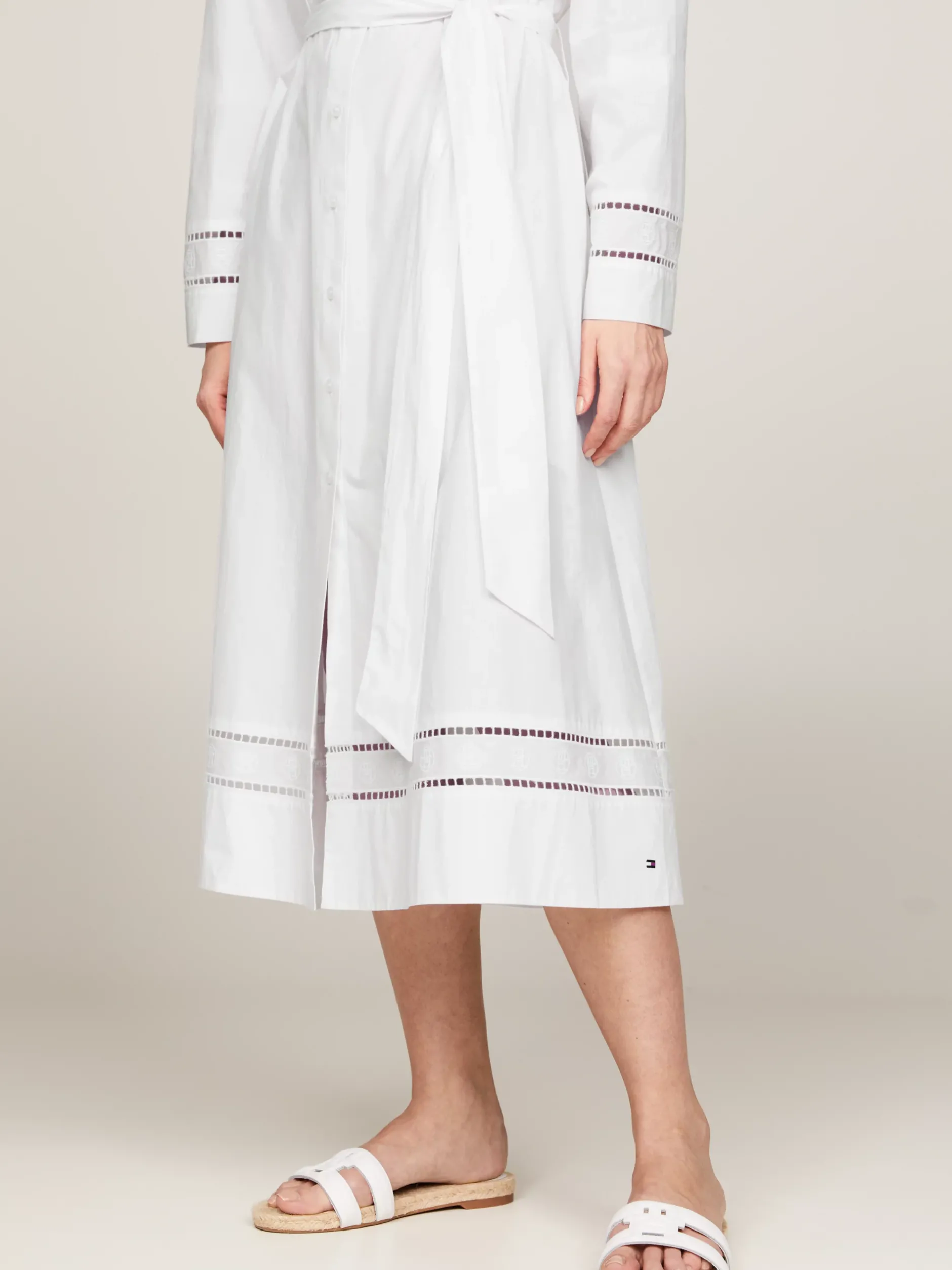 Sukienki*Tommy Hilfiger Tunika Midi Z Haftem Angielskim I Monogramem TH TH OPTIC WHITE