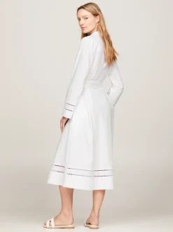 Sukienki*Tommy Hilfiger Tunika Midi Z Haftem Angielskim I Monogramem TH TH OPTIC WHITE