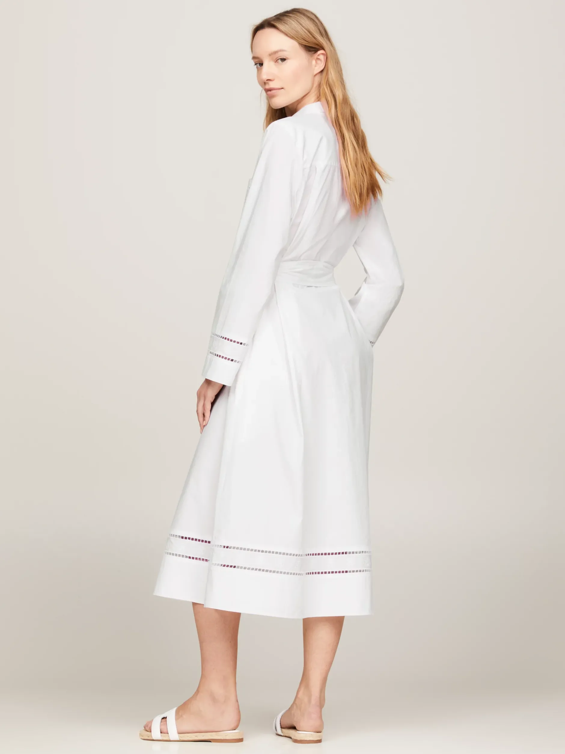 Sukienki*Tommy Hilfiger Tunika Midi Z Haftem Angielskim I Monogramem TH TH OPTIC WHITE