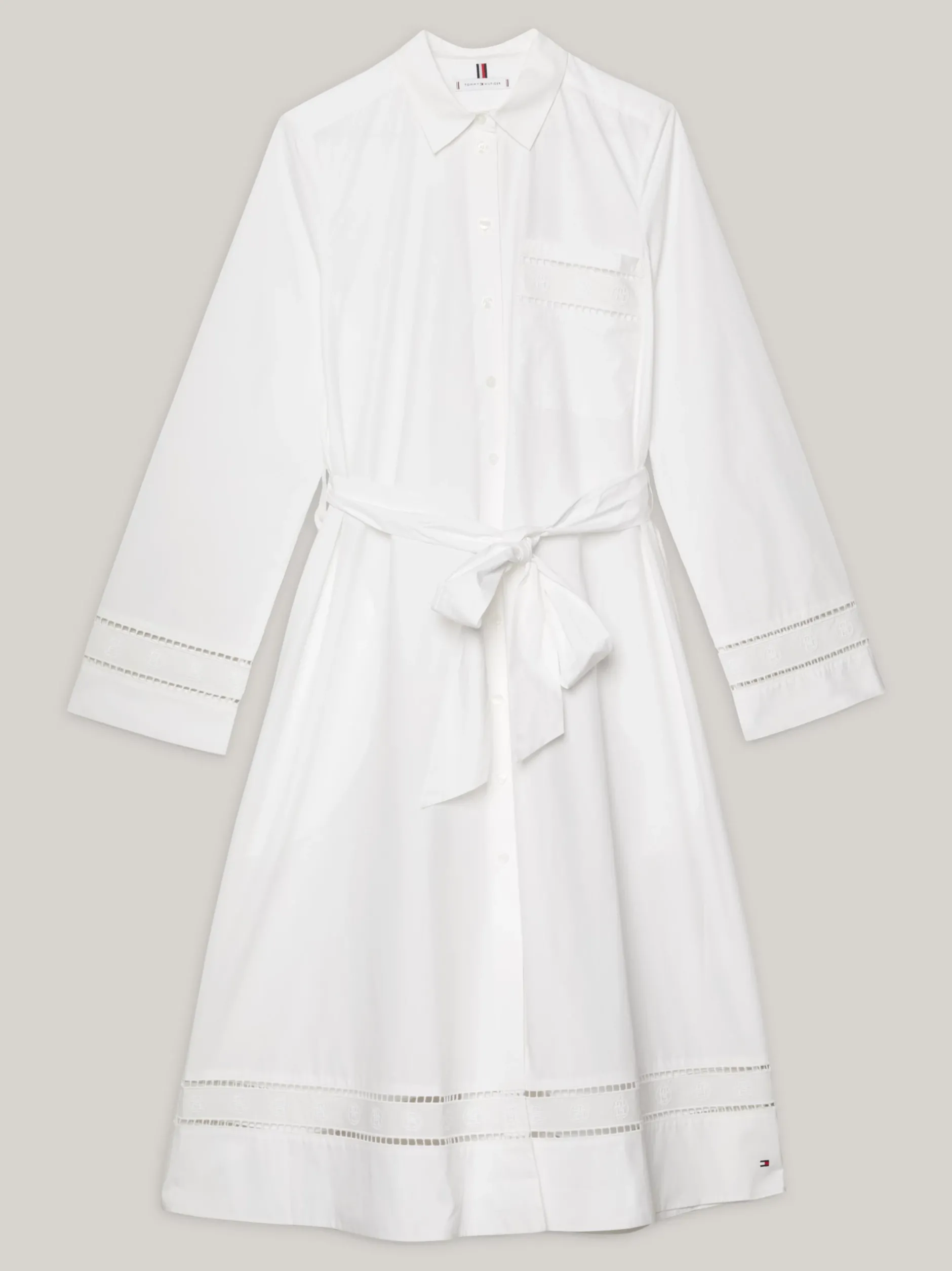 Sukienki*Tommy Hilfiger Tunika Midi Z Haftem Angielskim I Monogramem TH TH OPTIC WHITE