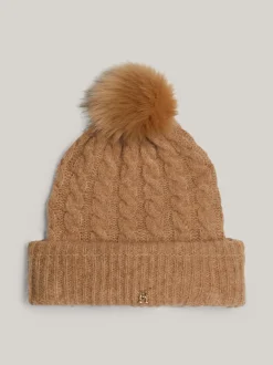 Czapki|Czapki I Szaliki*Tommy Hilfiger Warkoczowa Czapka Typu Beanie Z Wełną Z Alpaki BEIGE