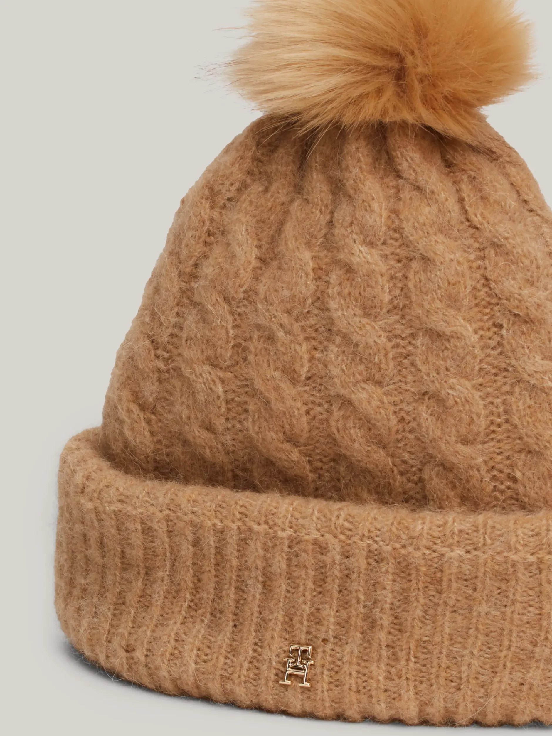 Czapki|Czapki I Szaliki*Tommy Hilfiger Warkoczowa Czapka Typu Beanie Z Wełną Z Alpaki BEIGE